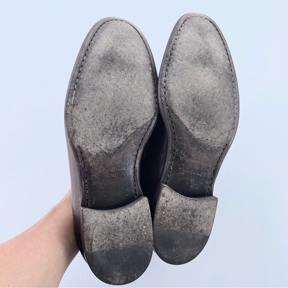 Louis Vuitton Men’s Vintage LV Monogram Trim Brown Leather Loafer size 7 - Picture 5 of 9